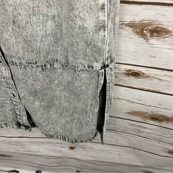 All saints Gray Acid Wash Ava Denim Button Front Midi Dress - Picture 3 of 7